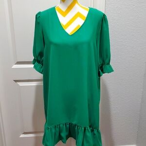 Green Ruffle Hem Dress